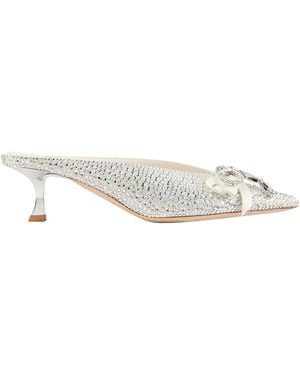 Jimmy Choo Ivory Satin And Princess Crystal Hotfix Mules With Bow Embellishment - White