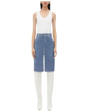 Bottega Veneta Front Slit Denim Effect Skirt - Blue