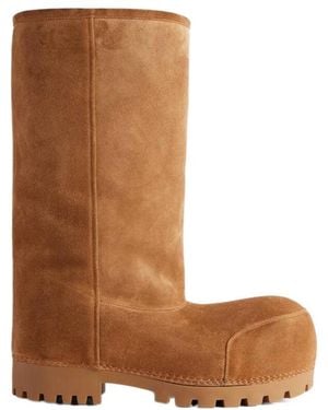 Balenciaga Alaska Fur High Boots - Brown