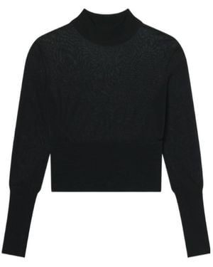 FRAME Sheer Panel Knitted Jumper - Black