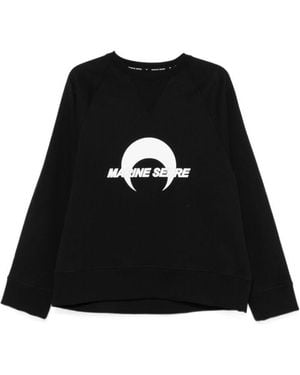 Marine Serre Moon Logo Printed Crewneck Sweatshirt - Black