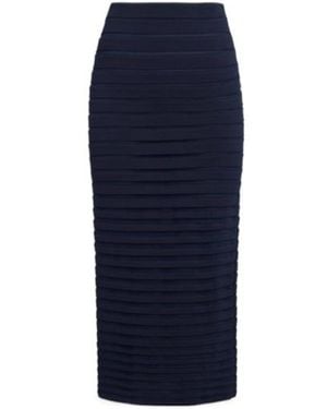 Alaïa 3D-Pleated Midi Skirt - Blue