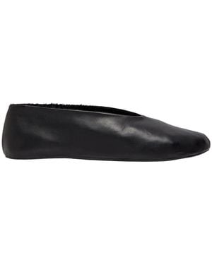 The Row Stella Shearling-Lined Leather Ballet Flats - Black