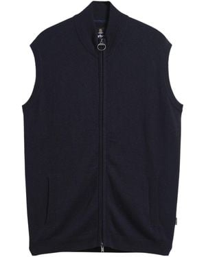 Barbour Zip-Up Stand Collar Knit Vest - Blue