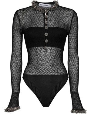 Self-Portrait Cut-Out Bodysuit - Black