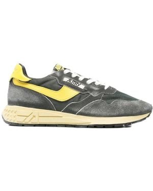 Autry Reelwind Panelled Suede Trainers - Yellow