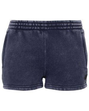 T By Alexander Wang Embossed-Logo Track Shorts - Blue