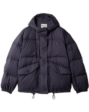 Miu Miu Medium-Weight Technical Pongé Down Jacket - Blue