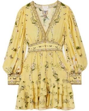 CAMILLA Crystal Decorated Printed Dress - Metallic