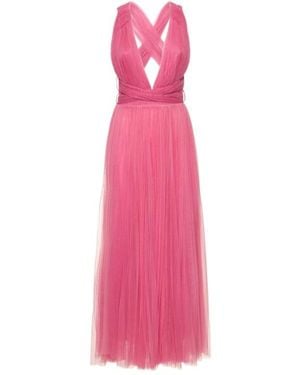 Maria Lucia Hohan Pleated Tulle Midi Dress W/ Low Back - Pink