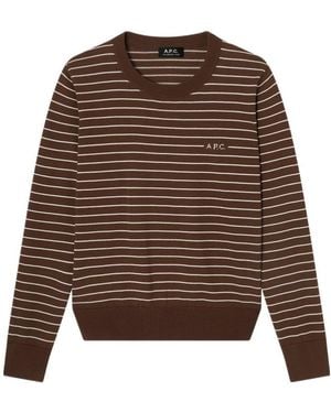 A.P.C. Tight-Fitting Striped Sweater - Brown