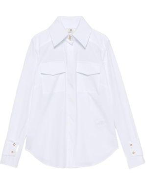 Elisabetta Franchi Logo-Button Flap-Pocket Shirt - White