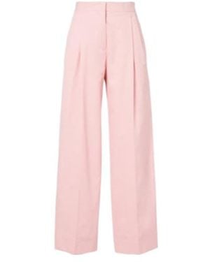 Jil Sander Pleated Cotton Wide-Leg Pants - Pink