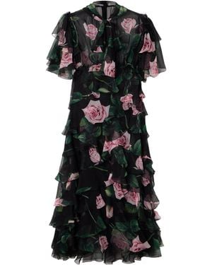 Dolce & Gabbana Floral-Print Midi Dress - Black