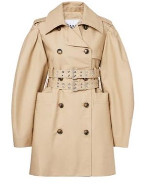 Ganni Cotton Trench Coat - Natural