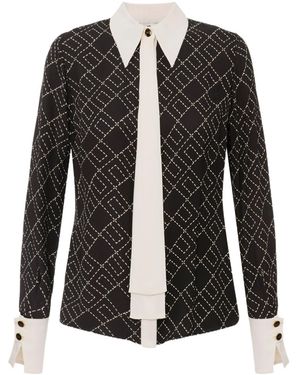 Elisabetta Franchi Georgette Blouse With Two-Colour Print - Black
