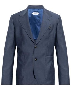 Versace Notched-Lapel Single-Breasted Jacket - Blue