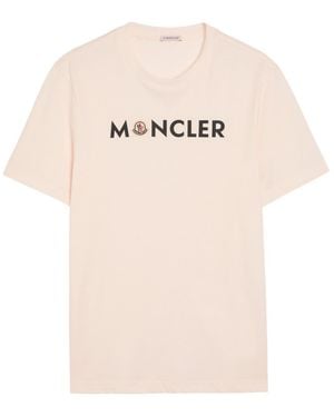 Moncler Logo-Print Cotton T-Shirt - Natural