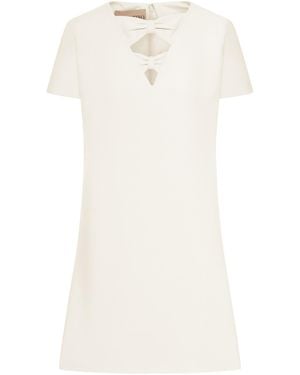 Valentino Bow Detailed Short-Sleeved Dress - White