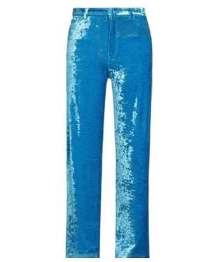 Balenciaga Shiny Velvet Straight-Leg Trousers - Blue