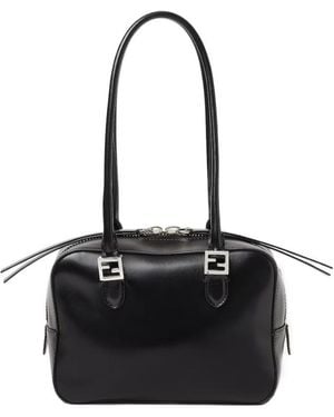 Fendi Boston Small Leather Bag - Black