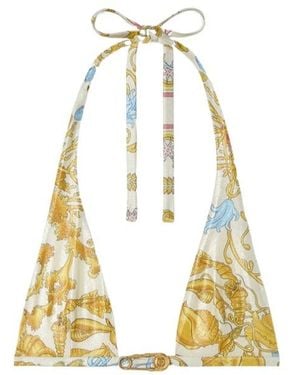 Versace Underwater Barocco Tie-Back Triangle Bikini Top - Metallic