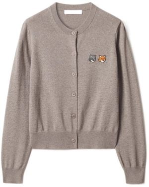 Maison Kitsuné Double Fox Head Cardigan - Brown