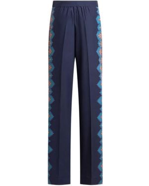 Etro Pants With Placed Print - Blue
