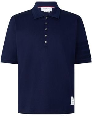 Thom Browne Short-Sleeve Pique Polo Shirt - Blue