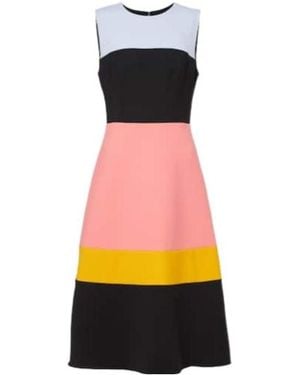 Carolina Herrera Colorblocked Wool-Blend Midi Dress - Black