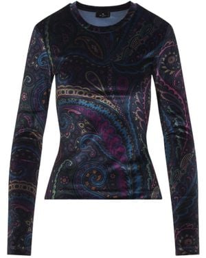 Etro Paisley Printed Jersey Top - Blue