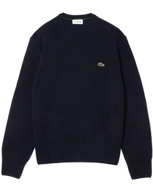Lacoste Logo Patch Crewneck Jumper - Blue