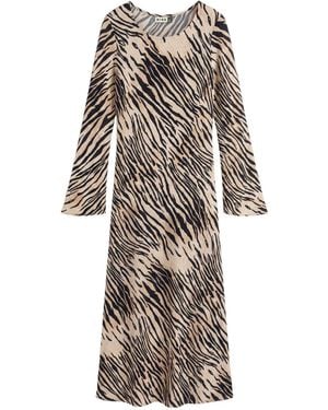 RIXO London Long Sleeve Midi Dress - Natural