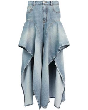 Alaïa Alaïa Asymmetric Ruffle Wide-Leg Jeans - Blue