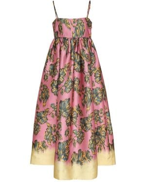 ALÉMAIS Faye Floral Midi Dress - Red