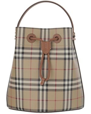 Burberry Small Check Bucket Bag - Gray