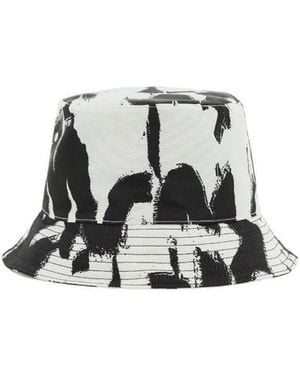 McQueen Painterly-Print Bucket Hat - White