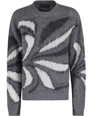 Roberto Collina Flower Inlay Crewneck Sweater - Gray