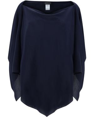 Gianluca Capannolo Cape-Design Satin Blouse - Blue