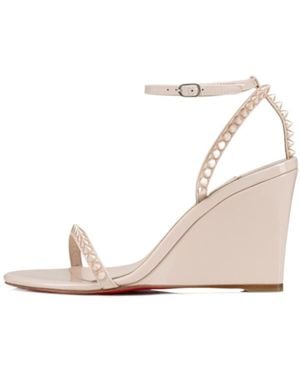 Christian Louboutin Rivet-Decorated Wedges - Natural