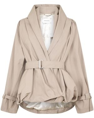 Magda Butrym Khaki Lapel Cinched Waist Jacket - Natural