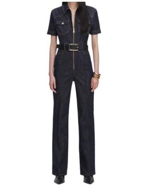 Self-Portrait Denim Jumpsuit - Blue
