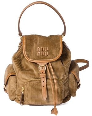 Miu Miu Corduroy Backpack - Brown