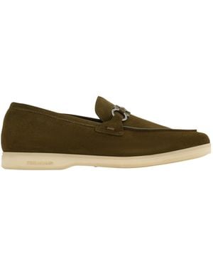 Ferragamo Casual Loafer With Gancini Ornament - Green