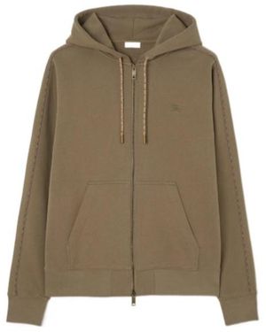 Burberry Check Piping Zip-Up Hoodie - Green