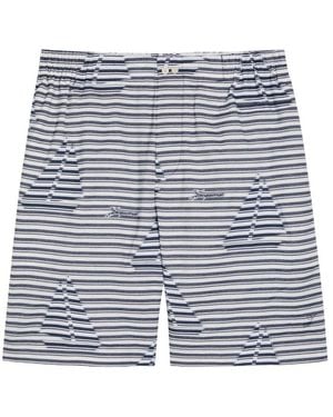 Jacquemus Le Short Cale?On Striped Jacquard Cotton Shorts - Blue