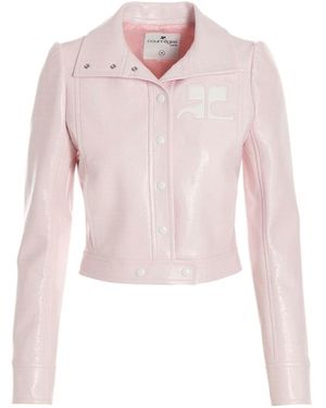 Courreges Courrèges Vinyl Straight Hem Cropped Jacket - Pink