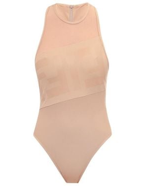 Fendi Sheer-Panel One-Piece Swimsuit - White