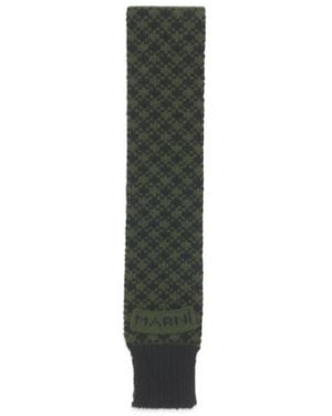 Marni Jacquard-Knit Ribbed-Edge Scarf - Green