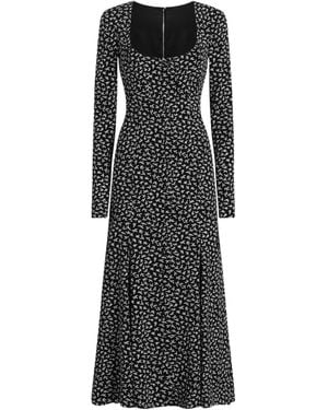 Dolce & Gabbana Leaf-Print Charmeuse Dress - Black